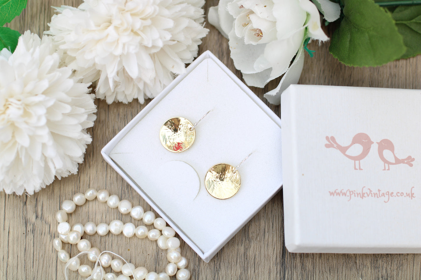 Mixed Metal Hammered Brass Earrings | Textured Disc Earrings
