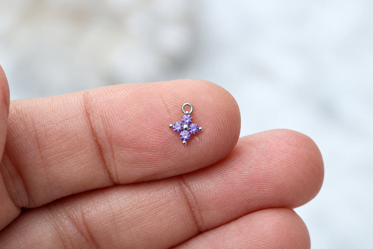 Flower Charm with purple crystals