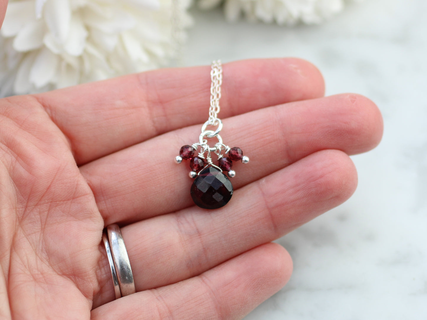 Garnet cluster pendant.