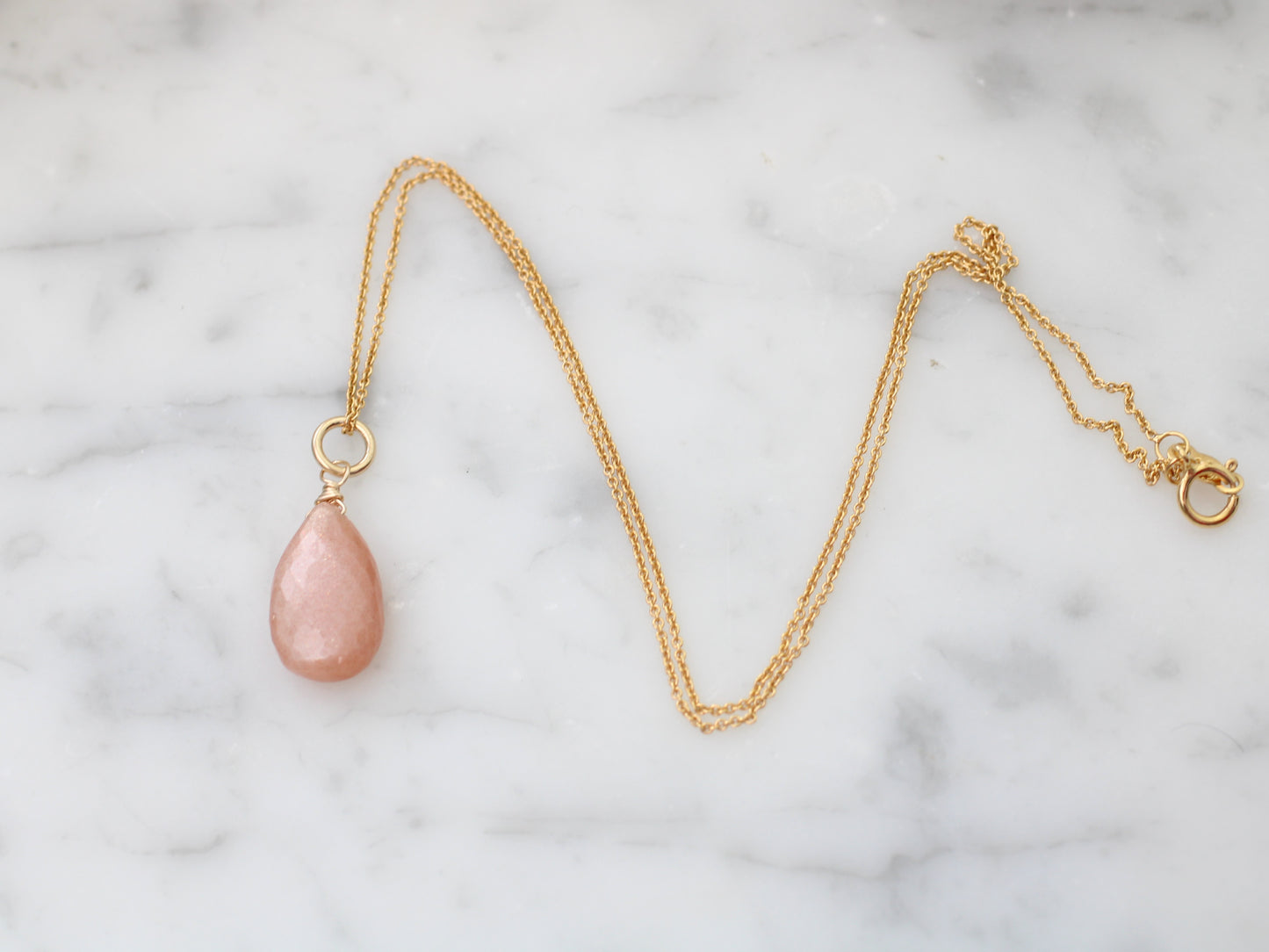 Peach moonstone necklace.