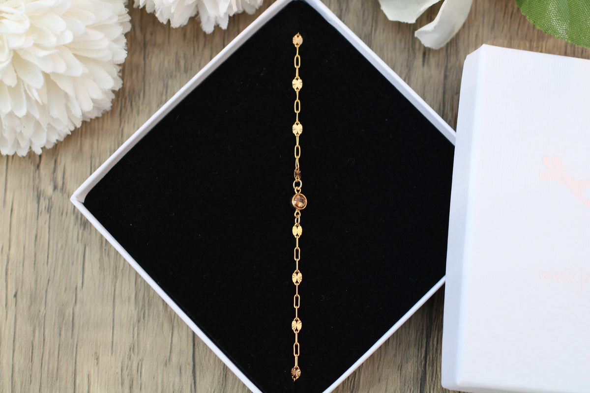 November Birthstone Bracelet in Sterling Silver or Gold.