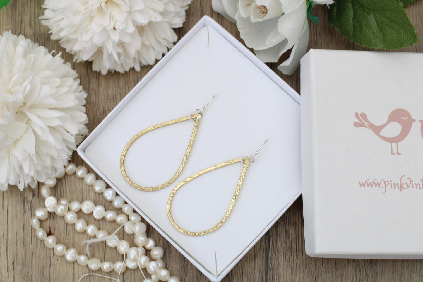 Mixed Metal Hammered Teardrop Earrings | Brass & Sterling Silver