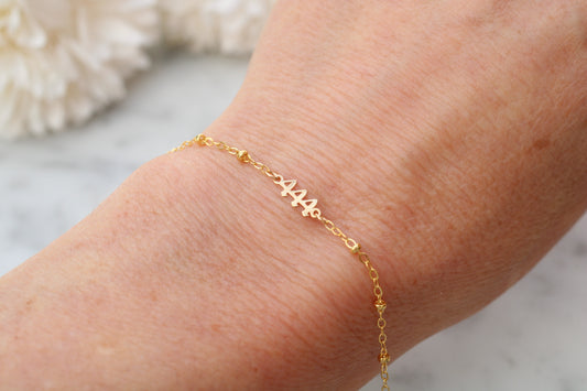 Angel number bracelet in 14K gold filled.