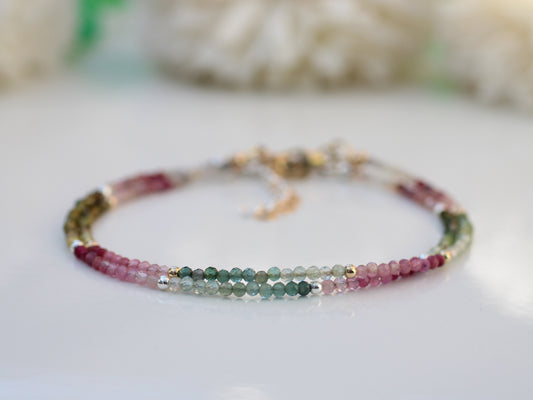 Skinny watermelon tourmaline bracelet.