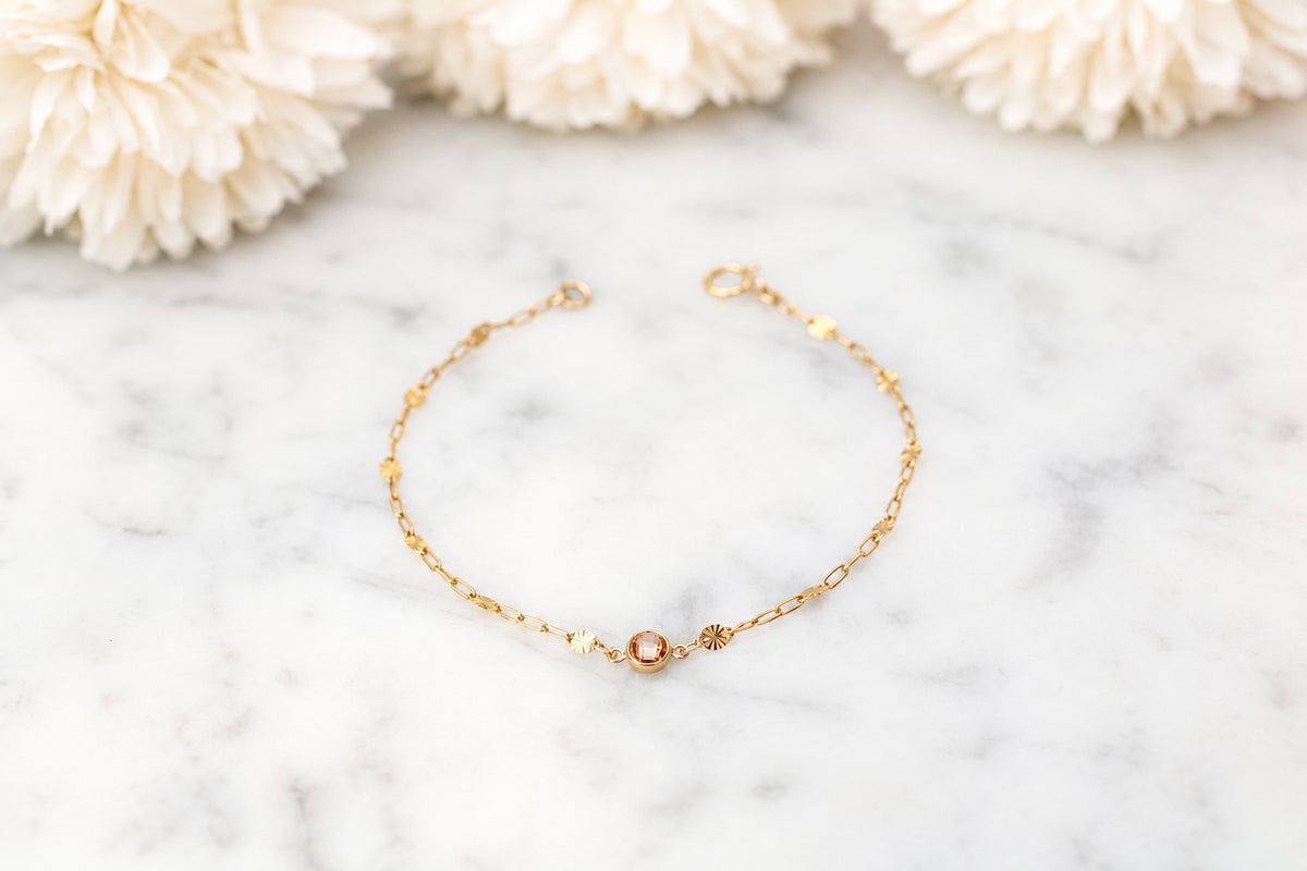 November Birthstone Bracelet in Sterling Silver or Gold.