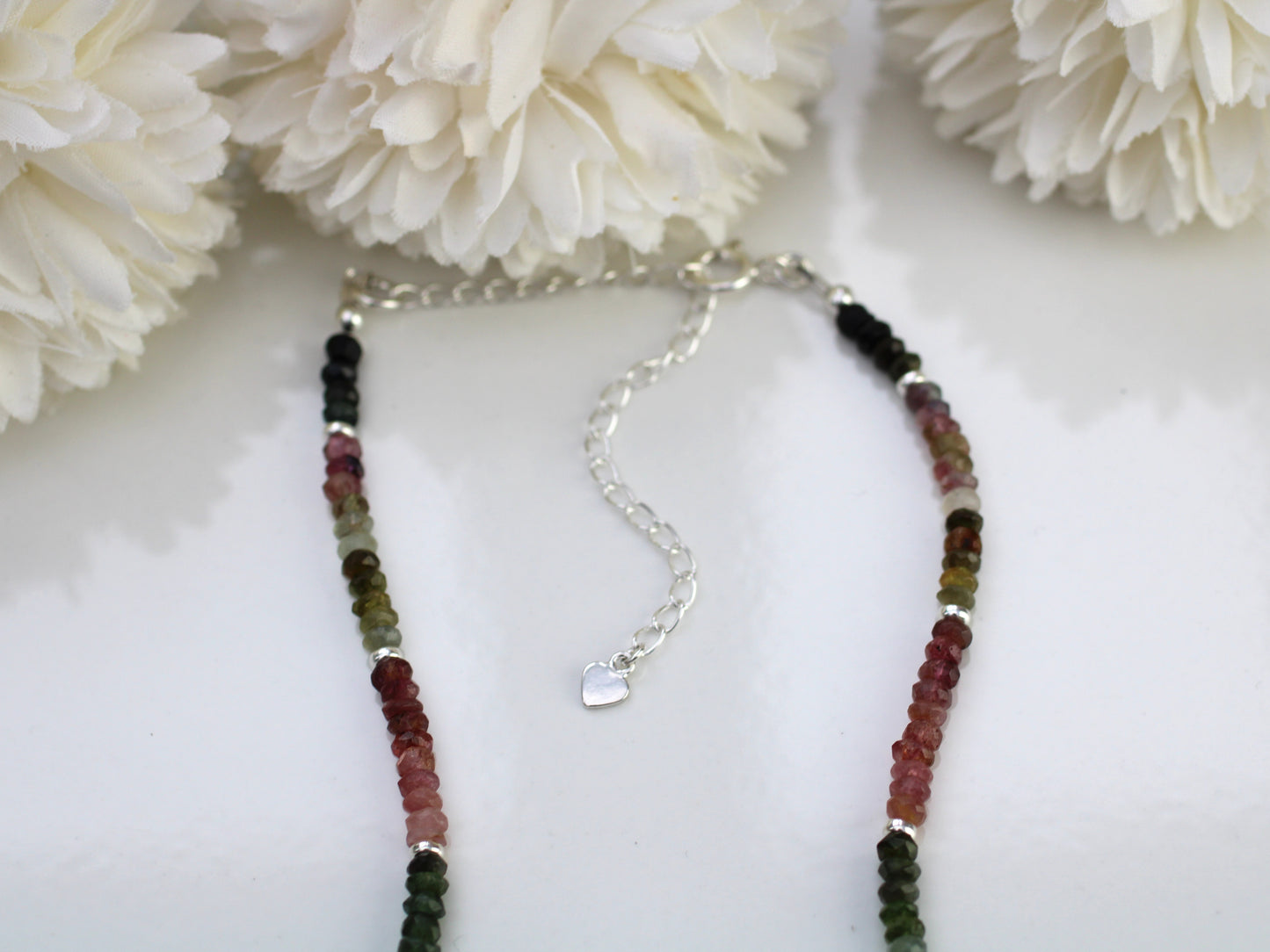Watermelon tourmaline choker necklace.
