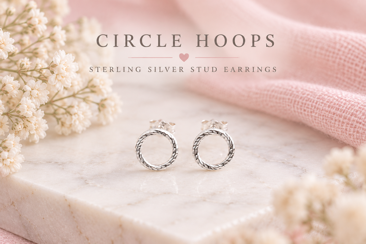 Sterling Silver Circle Stud Earrings