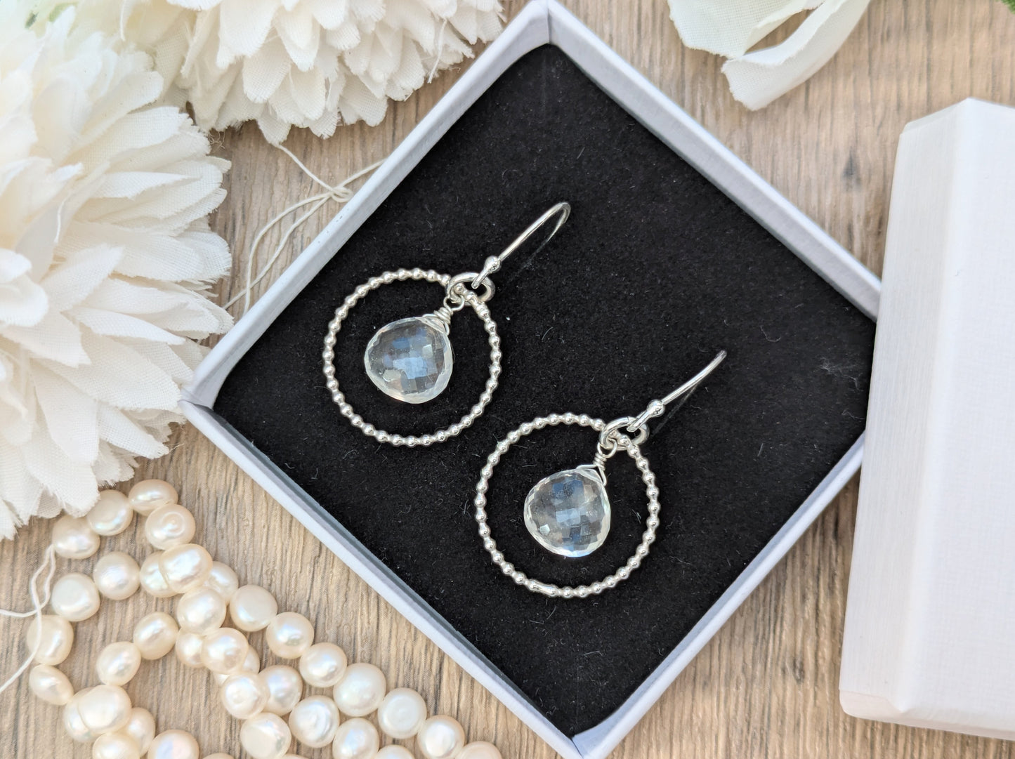 crystal quartz april birthstone earrings