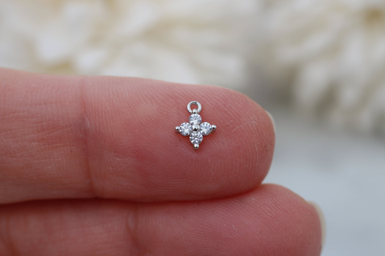 Flower Charm with white crystals