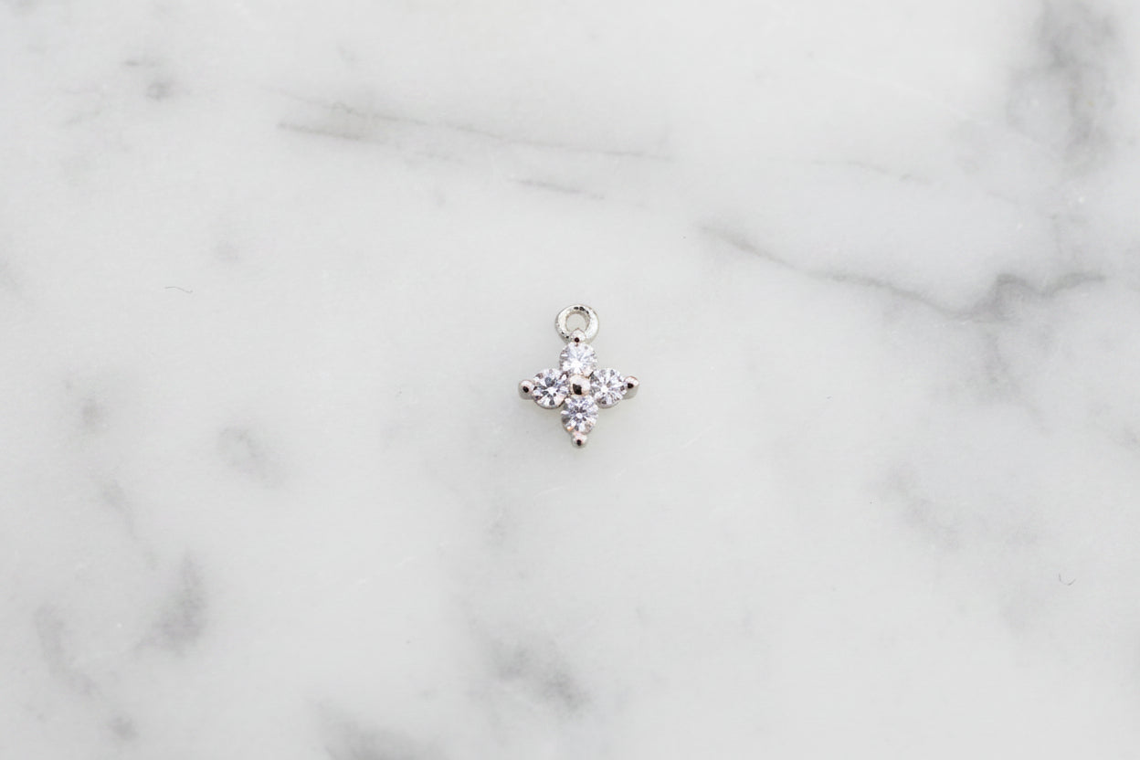 Flower Charm with white crystals