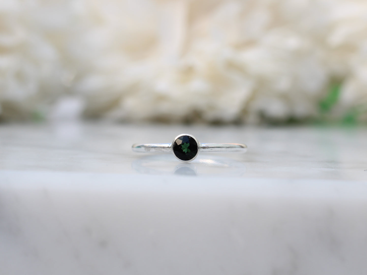 Green tourmaline ring. October birthstone.