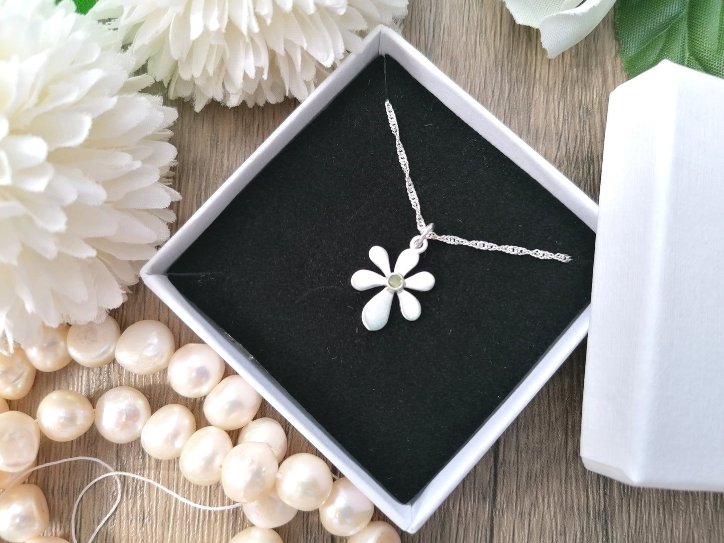 August birthstone necklace.