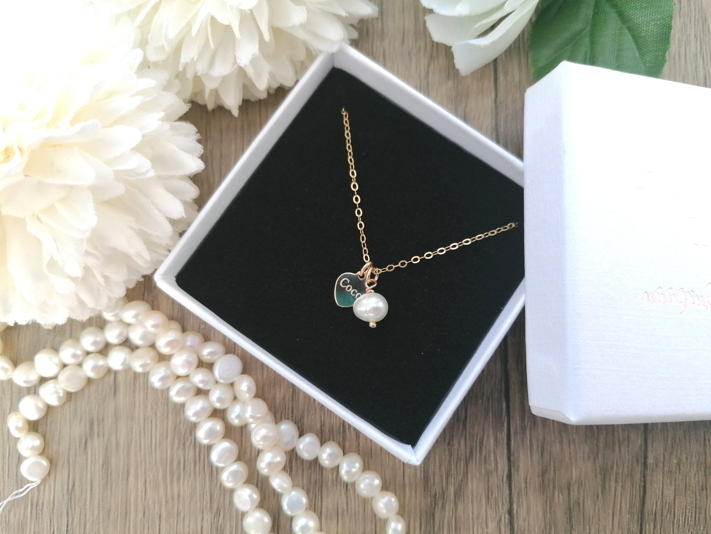 Personalised necklace in gold. Child and adult sizes available.