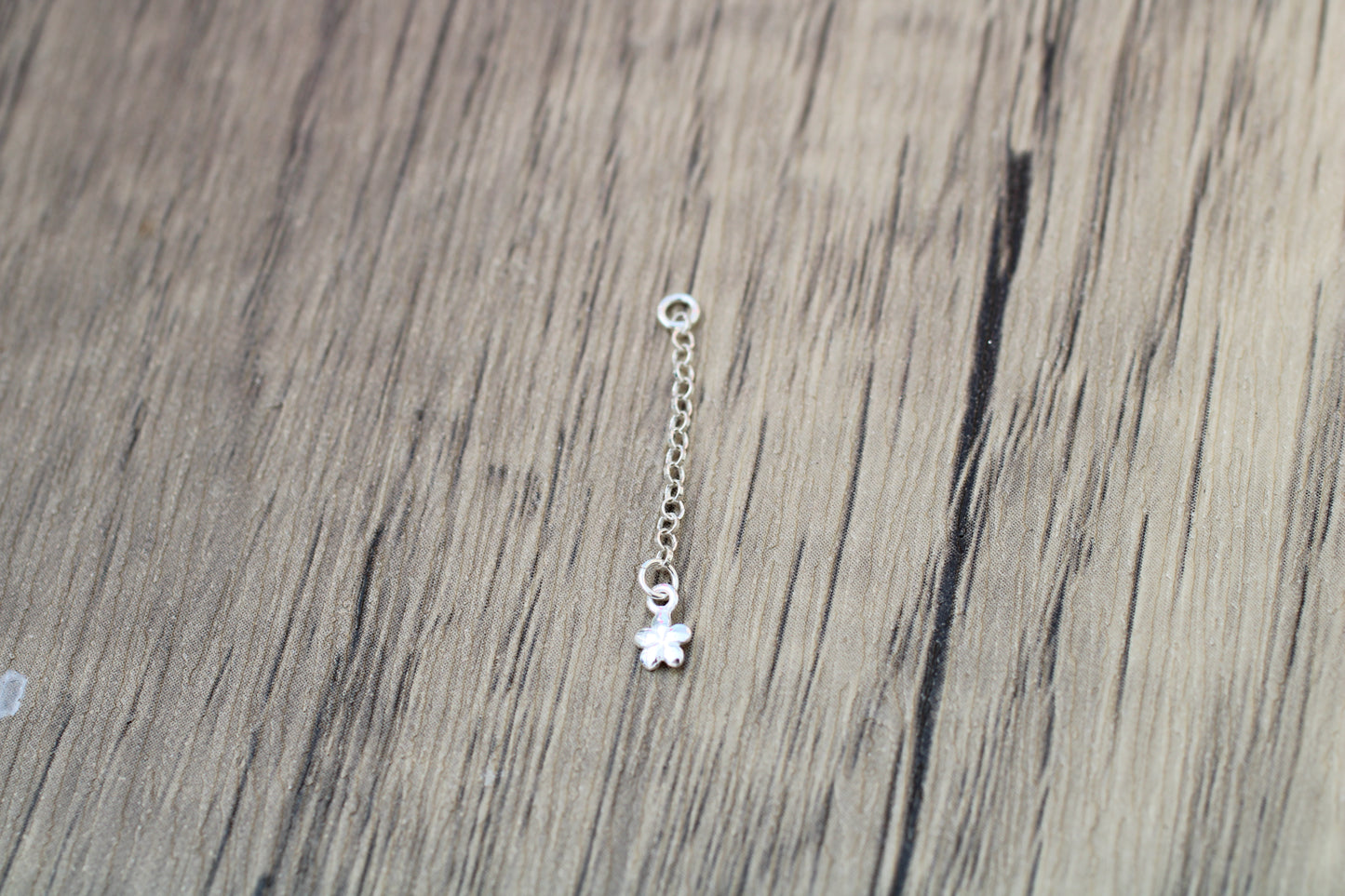 Sterling Silver Flower Earring Chain – Dainty Floral Charm Chain Earring