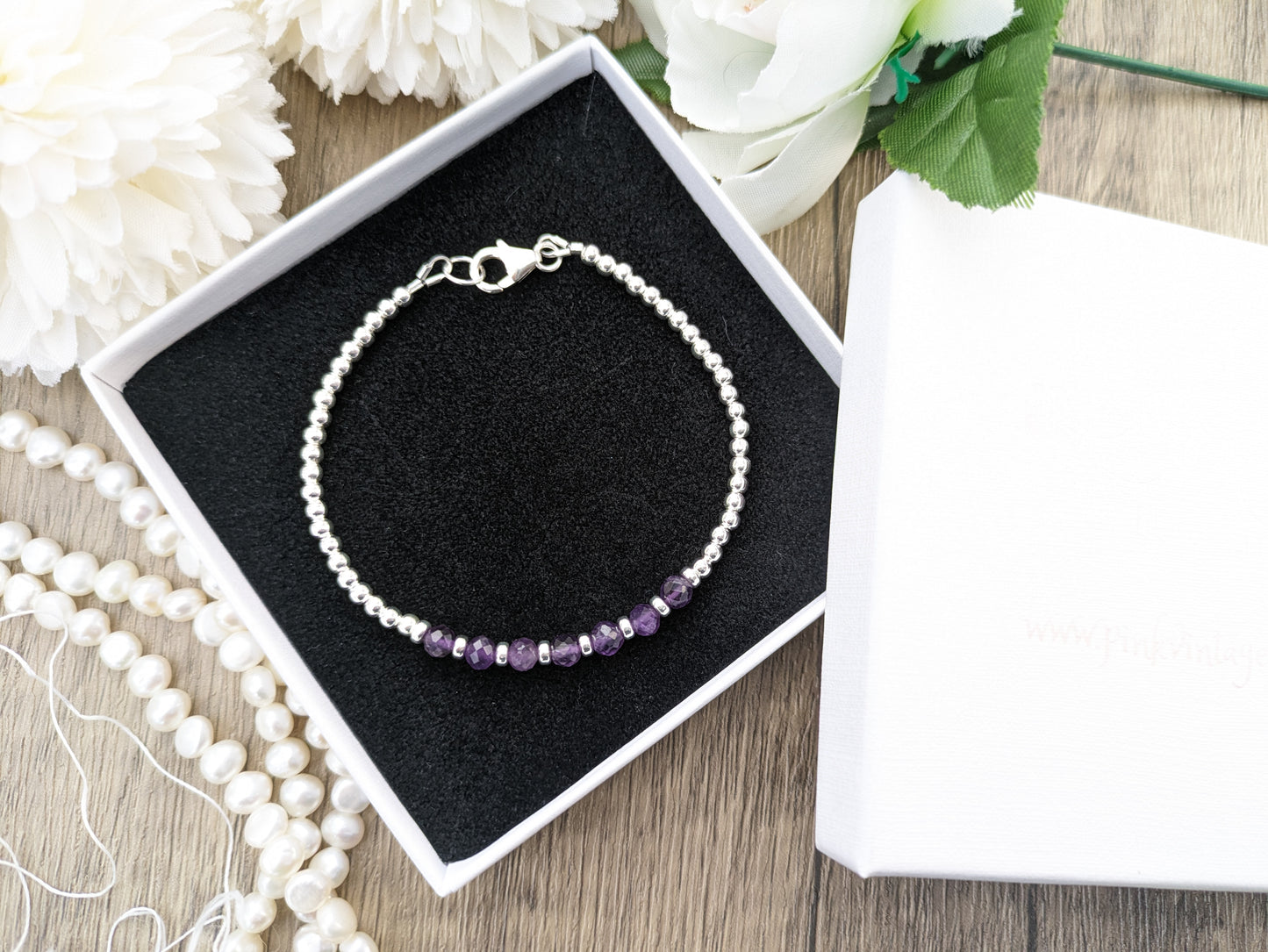 Amethyst bracelet - can be personalised.