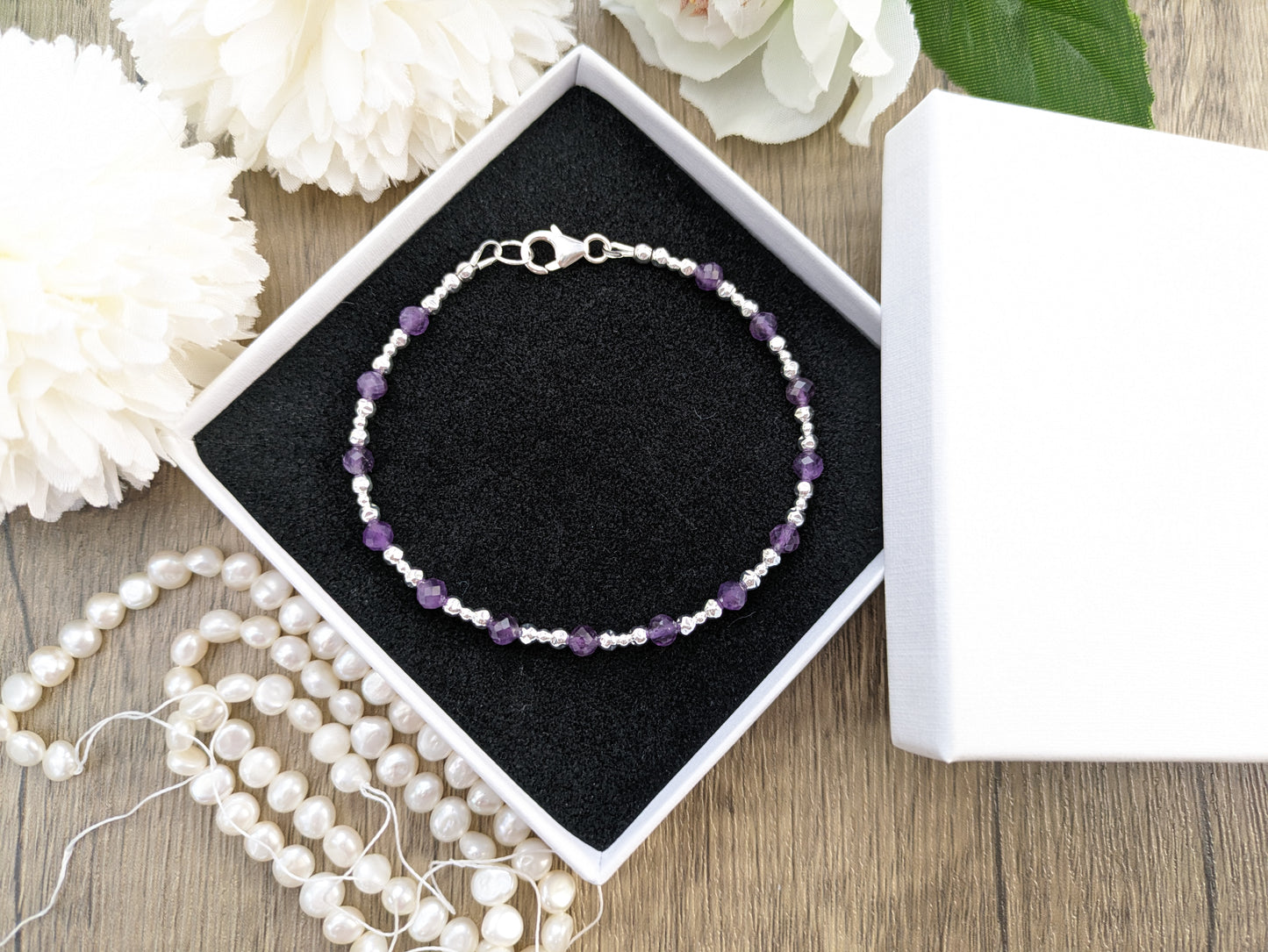 Genuine amethyst bracelet. Ready to ship.