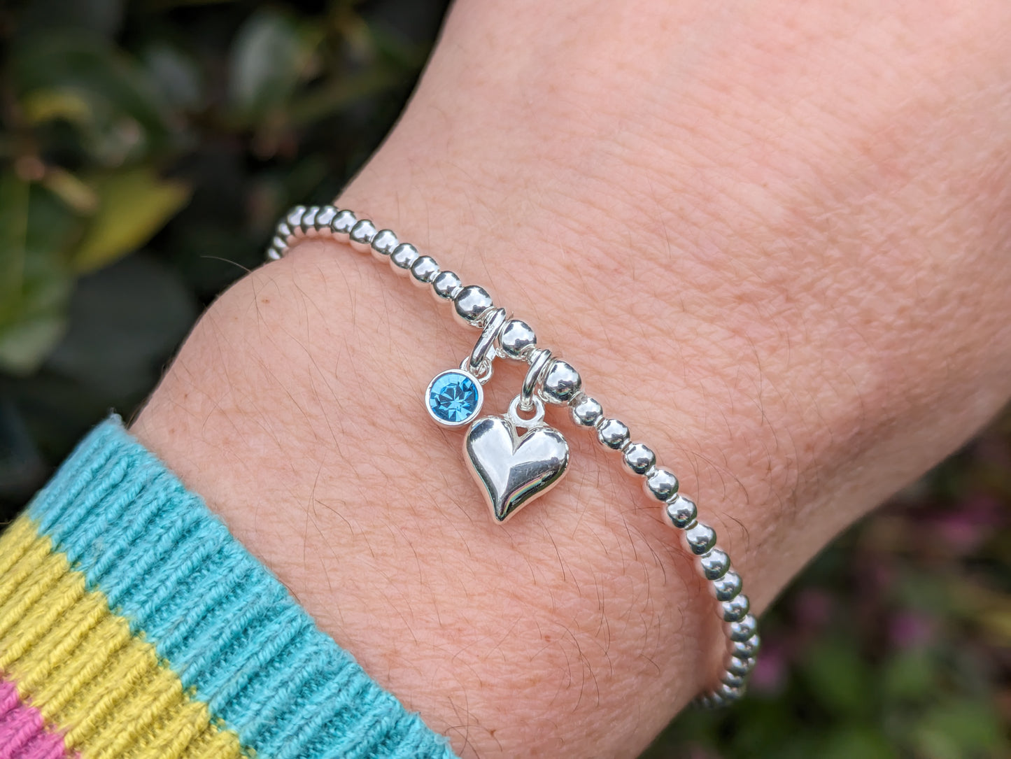 March birthstone charm bracelet.
