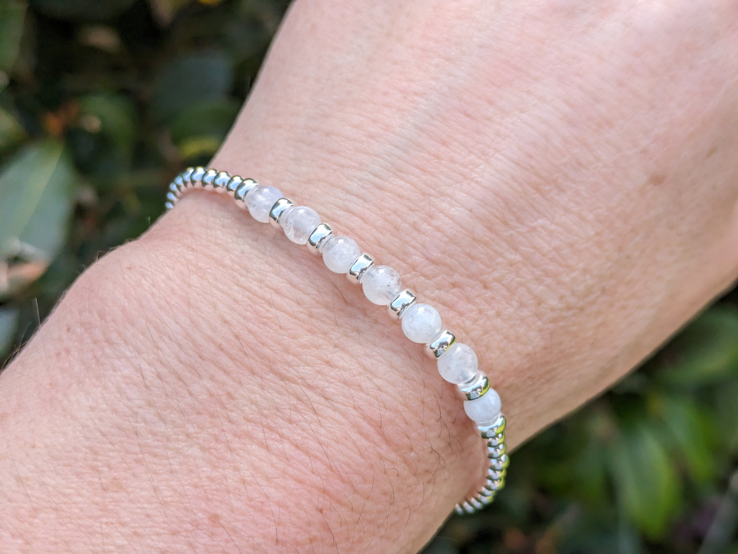 Moonstone bracelet in silver - can be personalised.