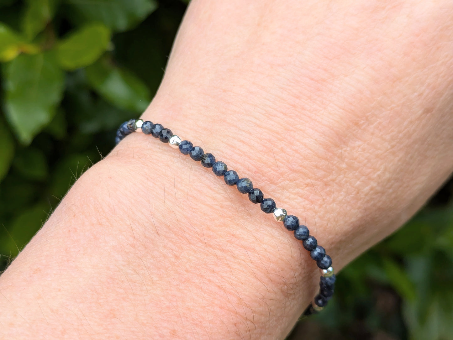 Natural sapphire bracelet. September birthstone.