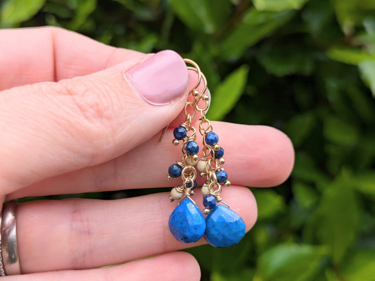 Lapis lazuli cluster earrings.