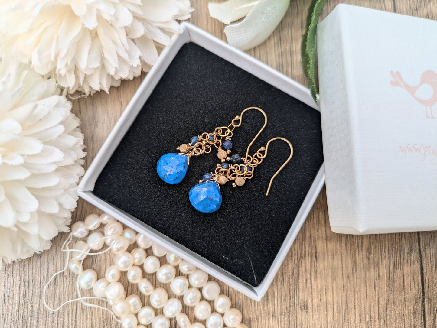 Lapis lazuli cluster earrings.