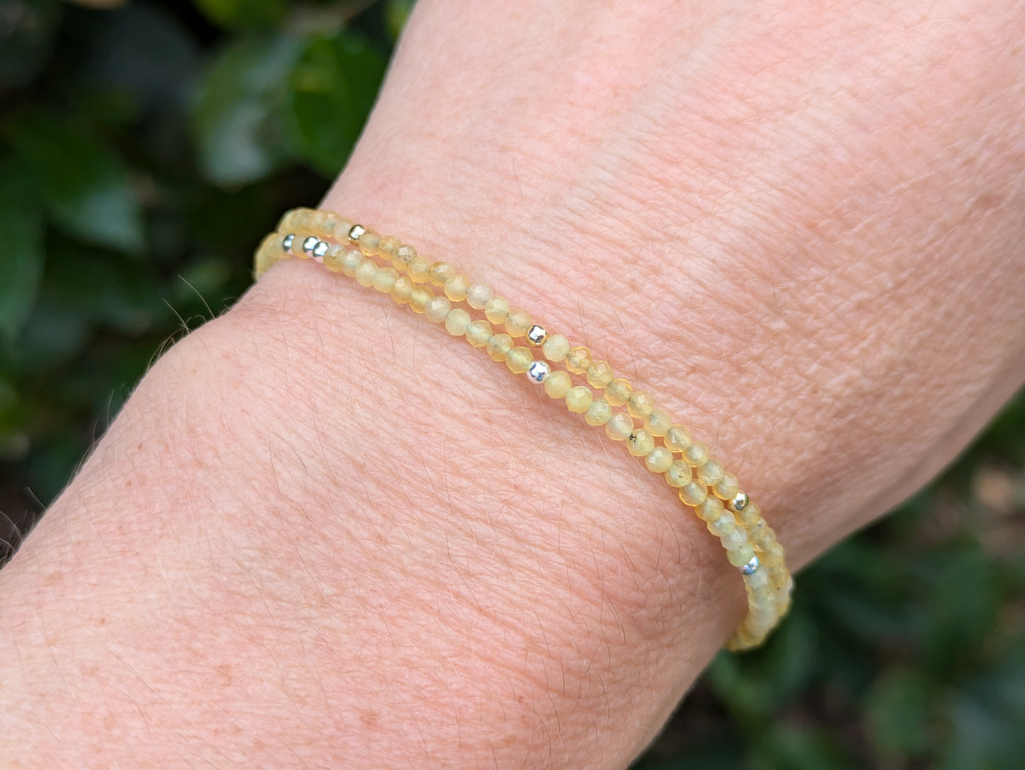 Skinny yellow opal bracelet in silver or gold.