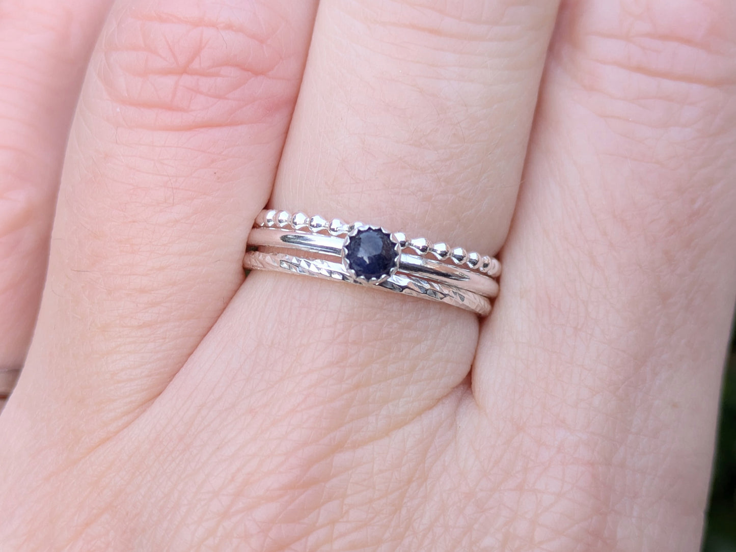 Sapphire stacking ring set. Handmade to order in 1 week.