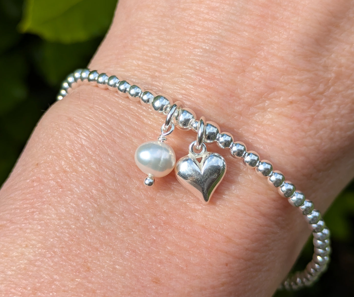 June birthstone bracelet with freshwater pearl.