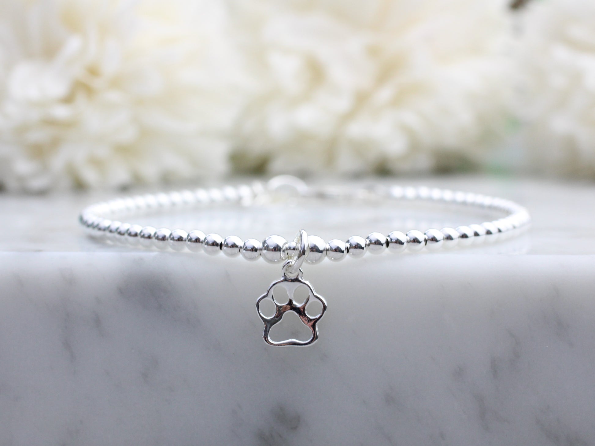 Sterling silver paw print Pet remembrance