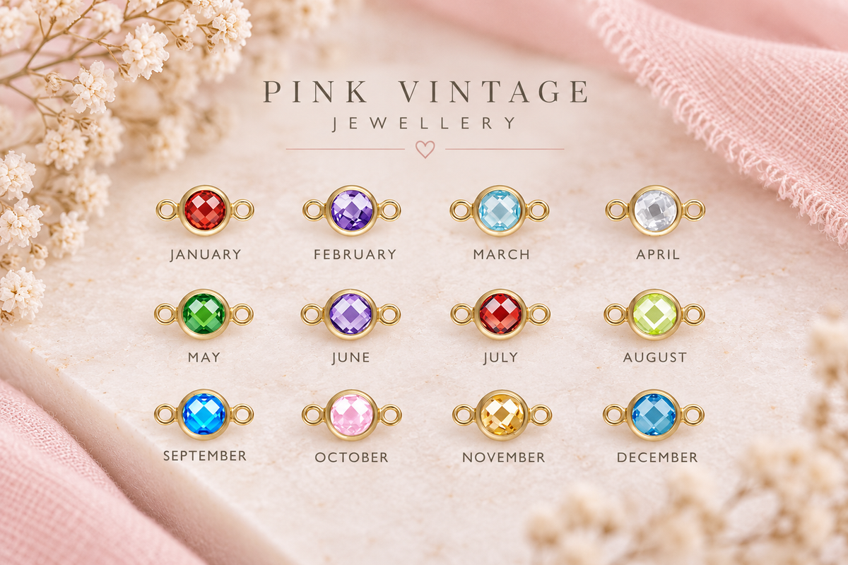 Birthstone Connector Bracelet in Silver or Gold.
