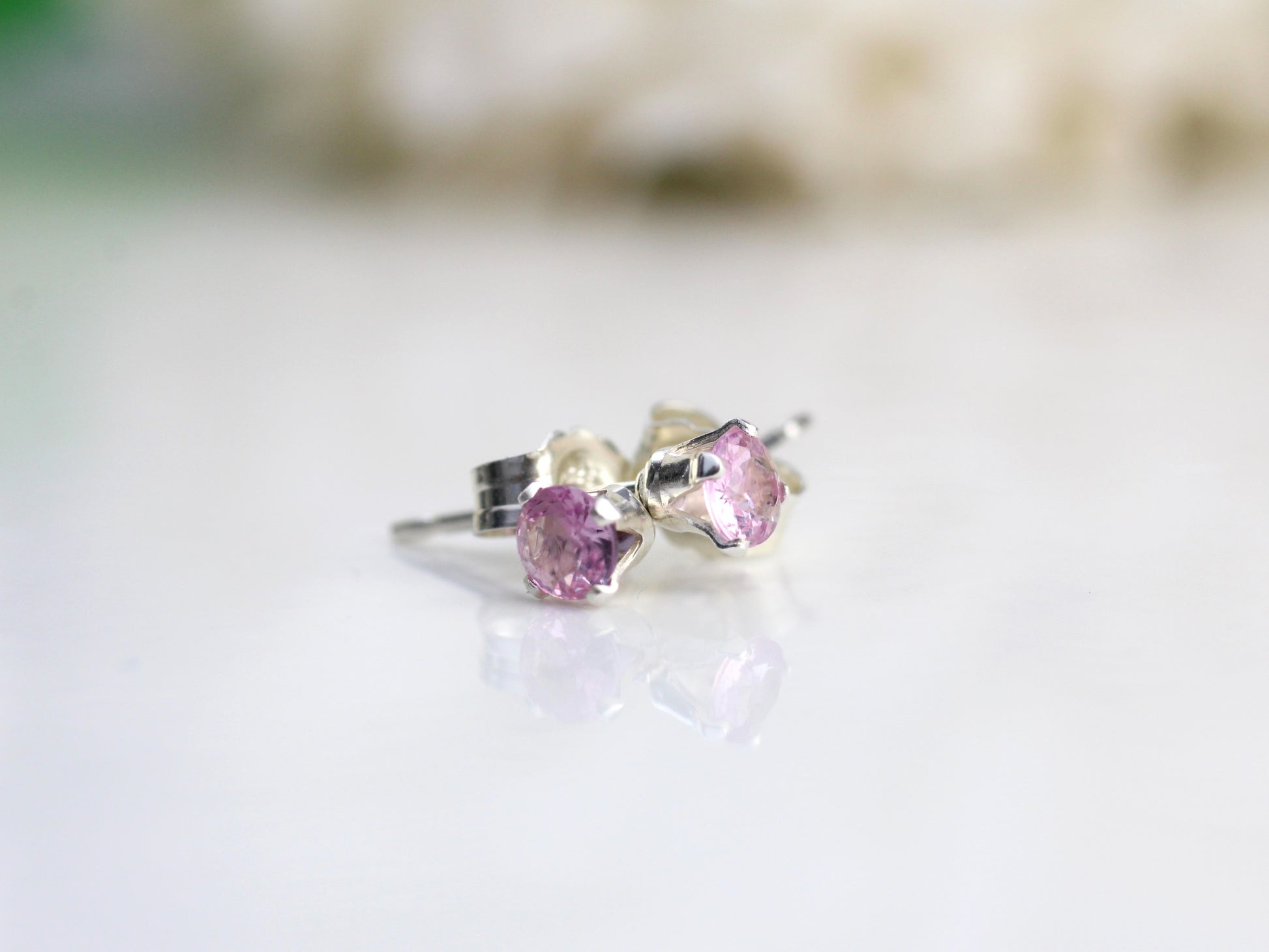 pink sapphire stud earrings