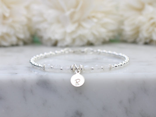 rainbow moonstone initial bracelet
