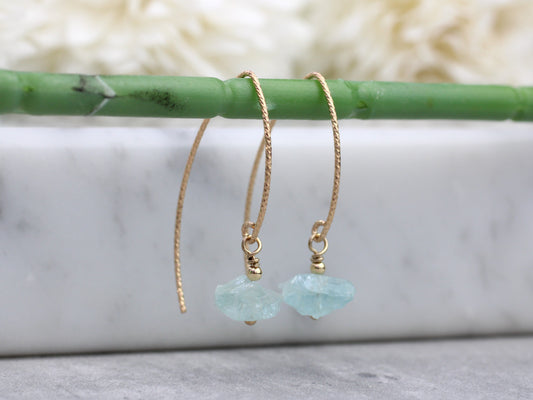 raw aquamarine earrings
