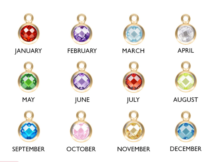 Birthstone charm in gold filled.