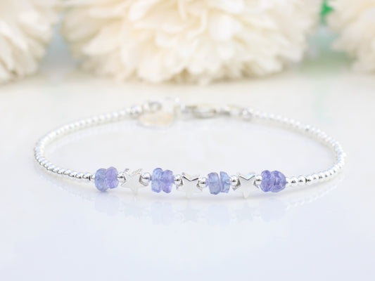 tanzanite bracelet with sterling silver beads