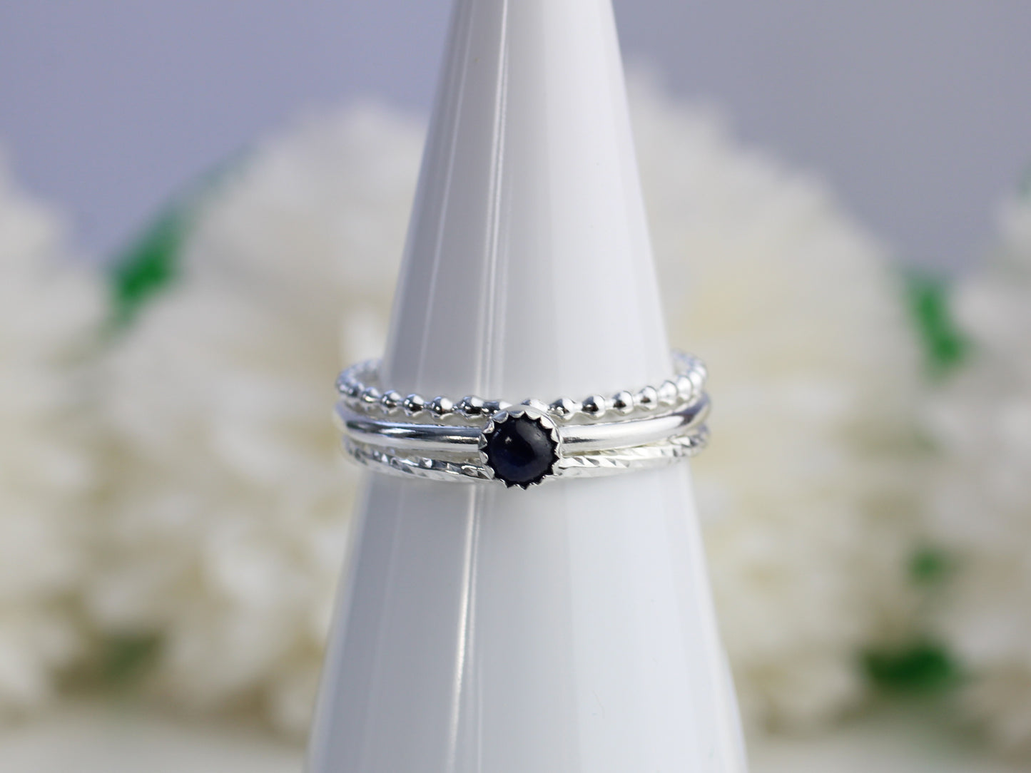 Sapphire stacking ring set. Handmade to order in 1 week.