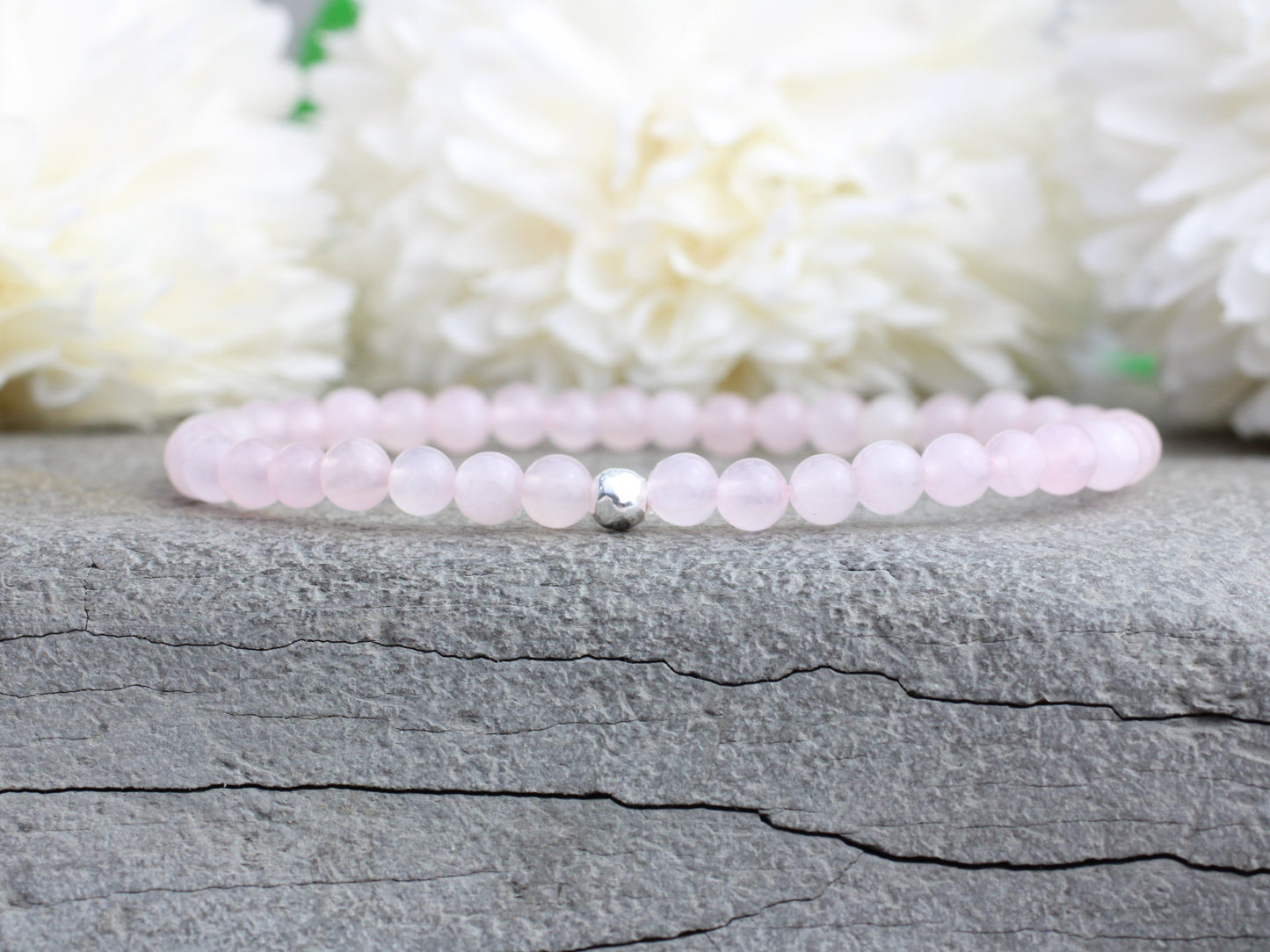 Rose quartz bracelet.