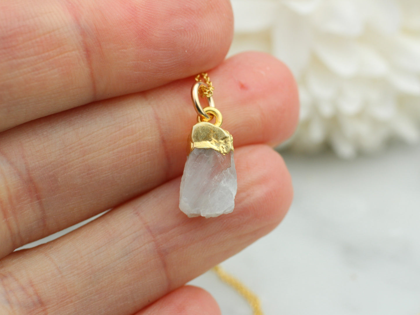 Gold moonstone necklace. June birthstone necklace.