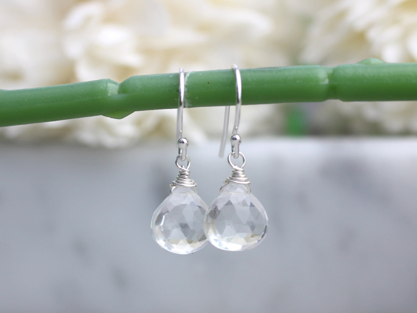 april birthstone earrings crystal quartz earrings