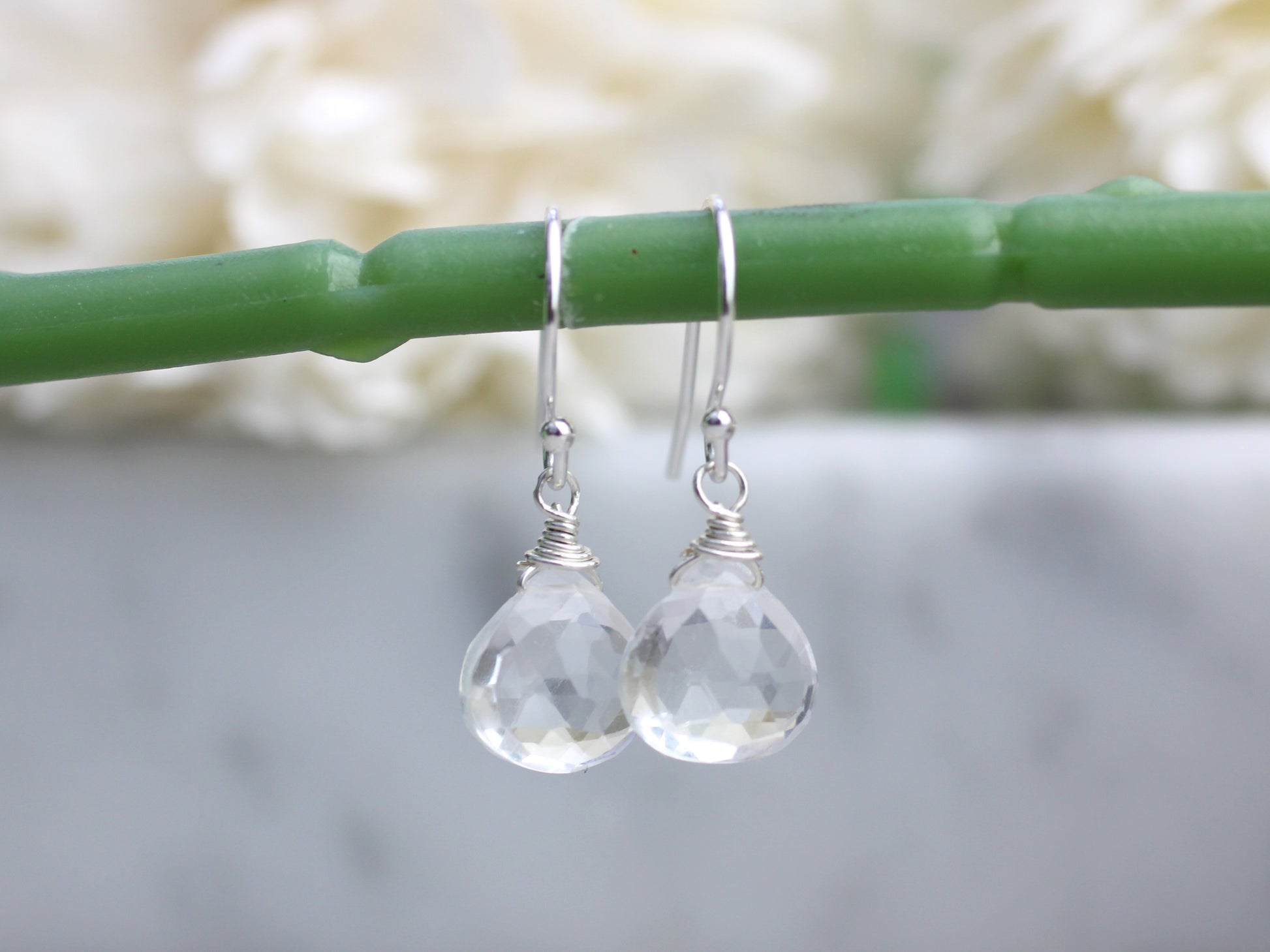 april birthstone earrings crystal quartz earrings