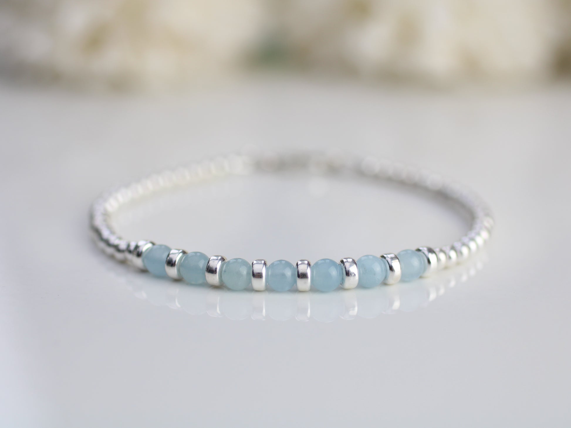 aquamarine bead bracelet