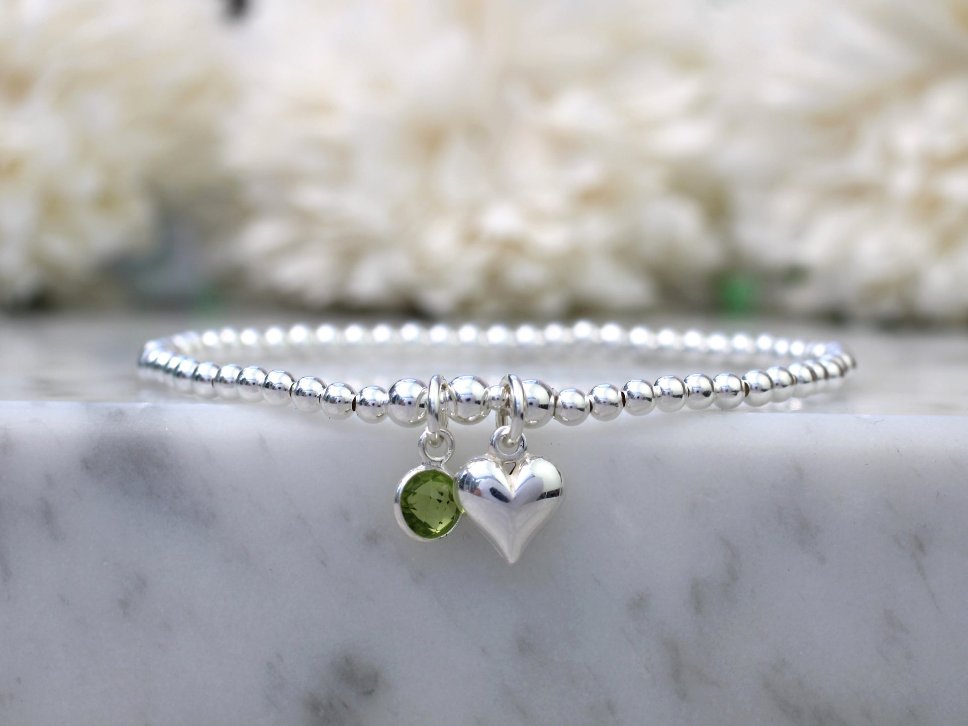august birthstone charm bracelet