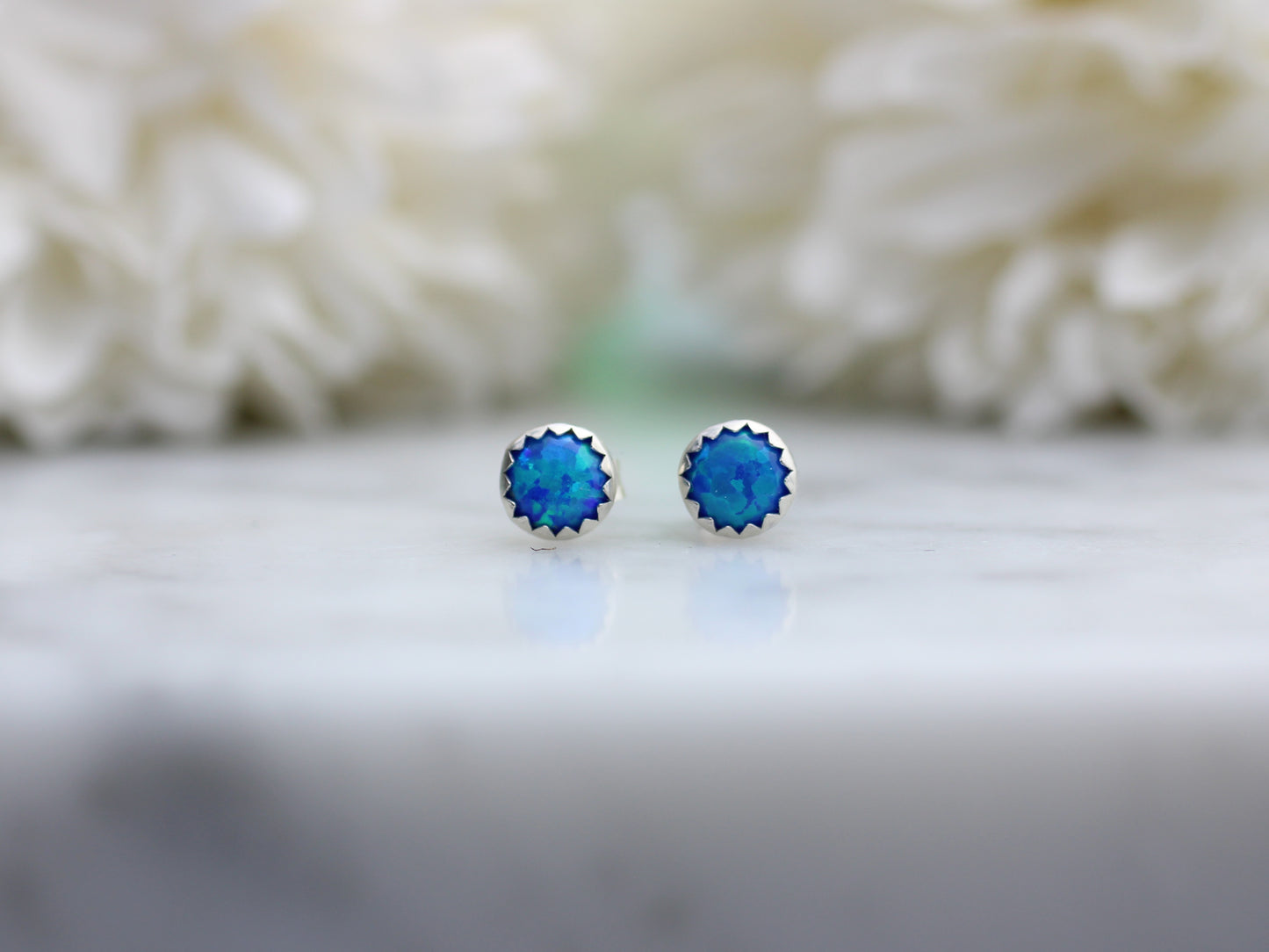 blue opal stud earrings