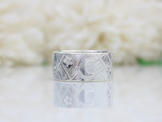 Celestial ring made of recycled sterling silver.
