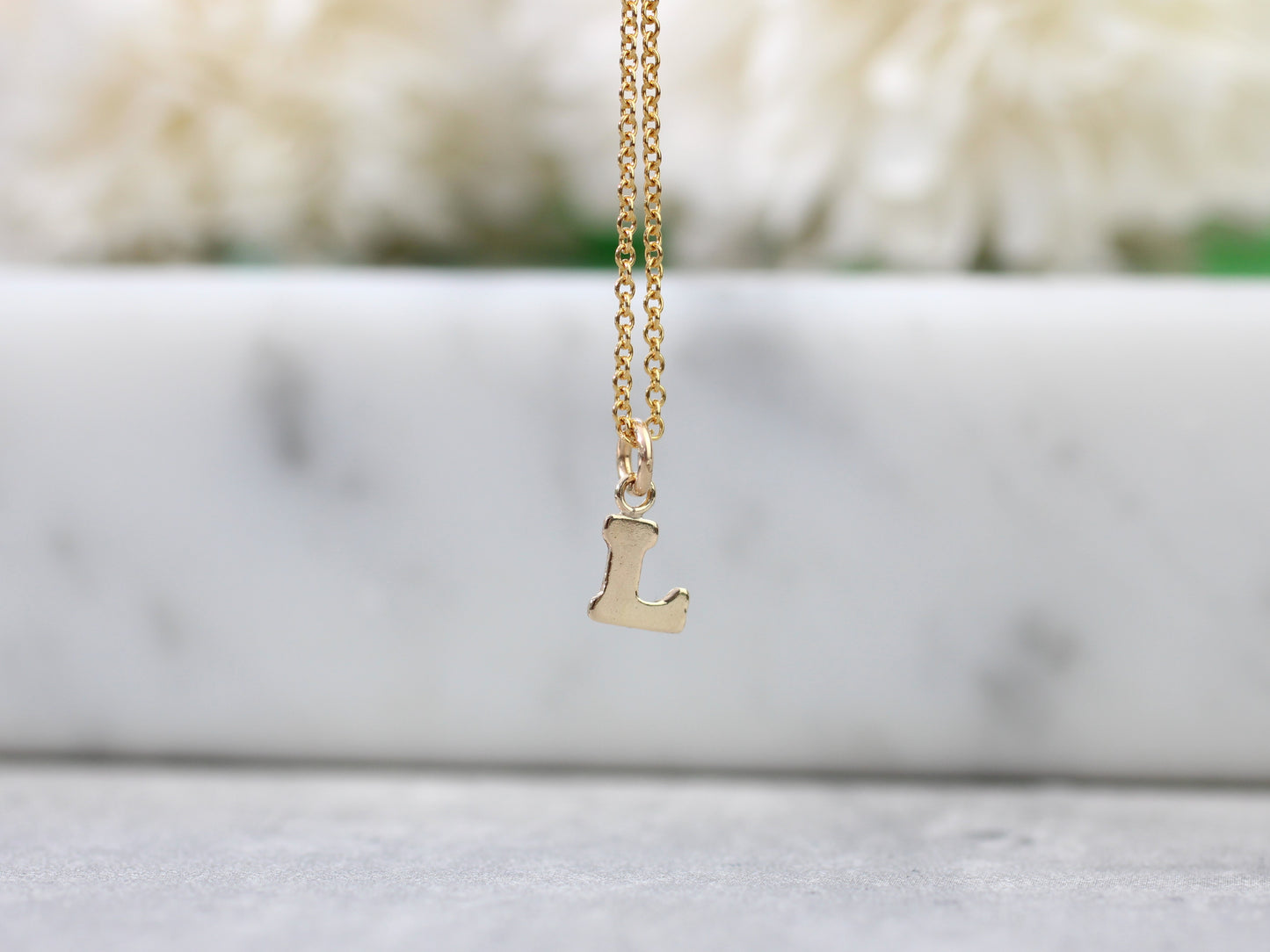 dainty gold initial necklace