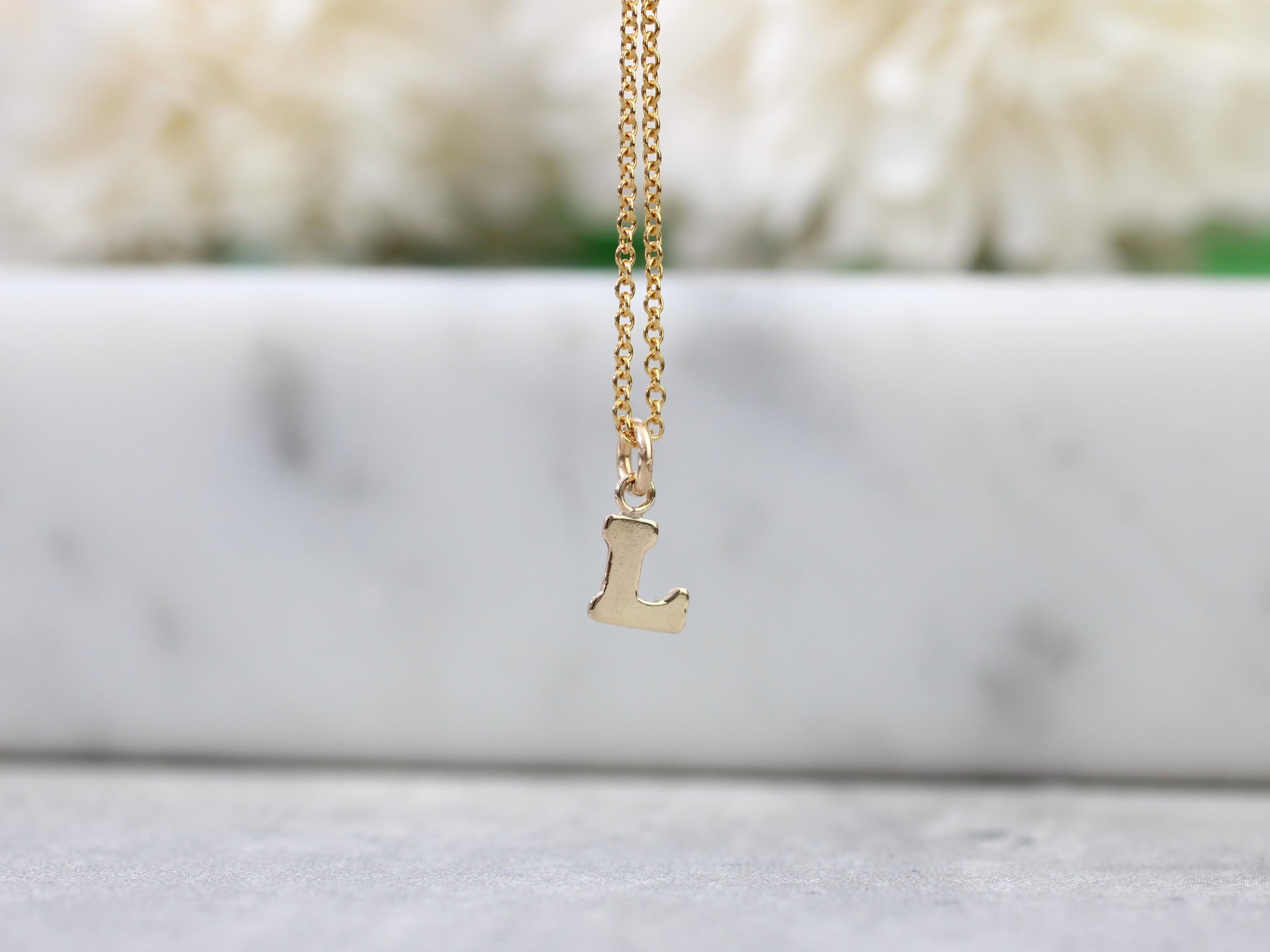 dainty gold initial necklace