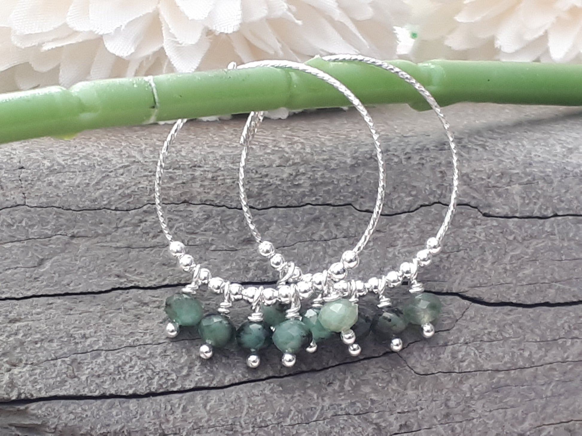 emerald hoop earrings