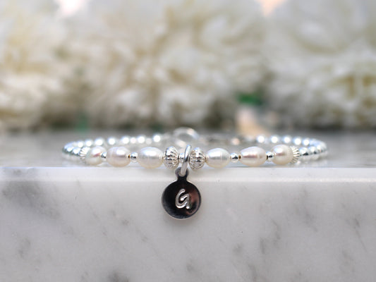 freshwater pearl initial bracelet