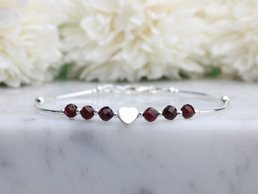 garnet bead bracelet in sterling silver