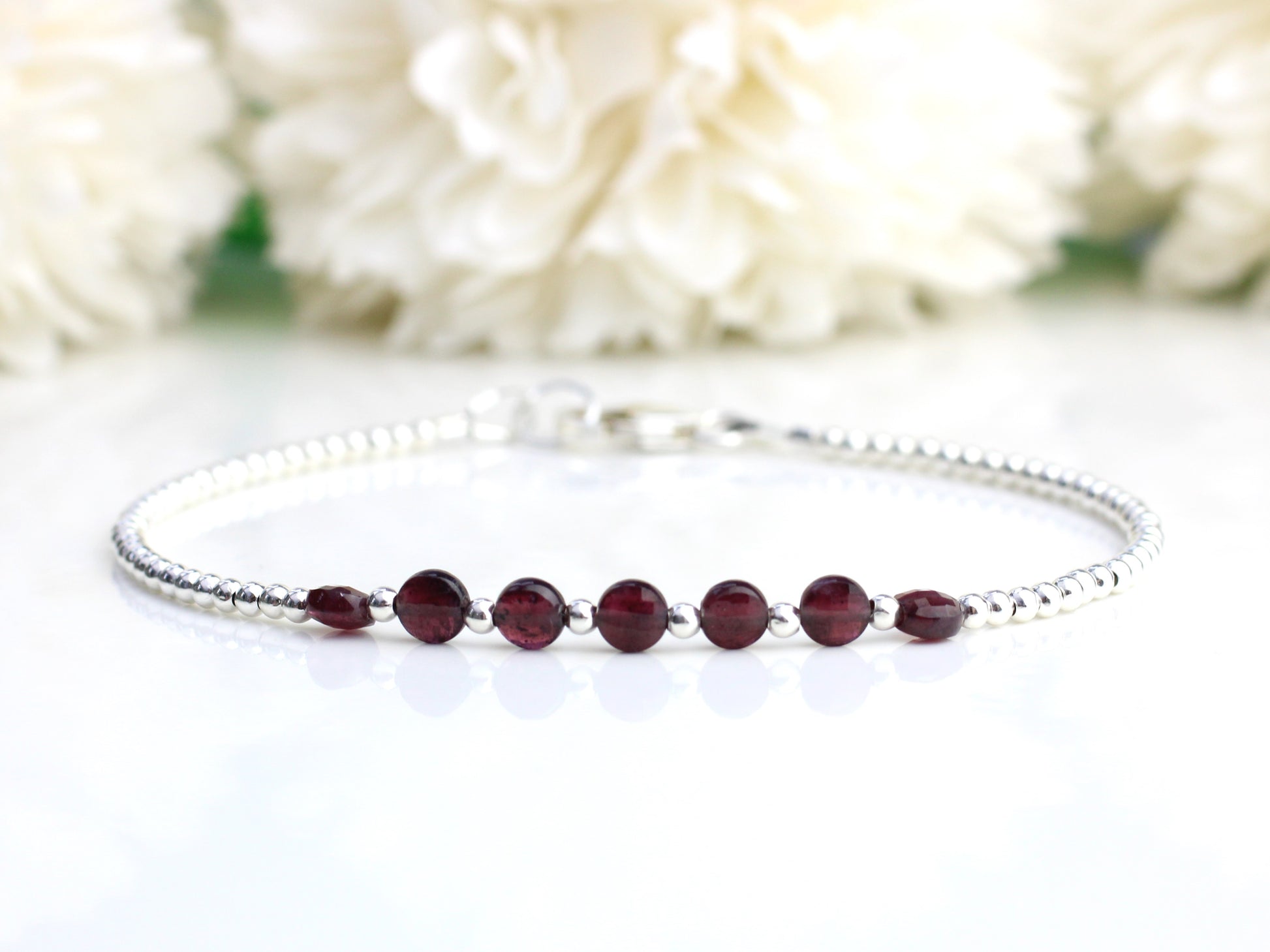 garnet coin bead bracelet